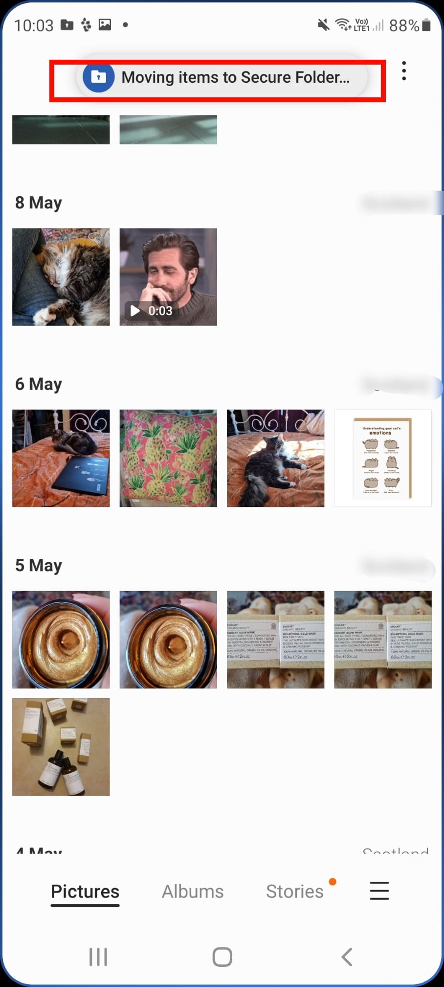 Cómo ocultar fotografías y videos. Mover galería en Samsung.