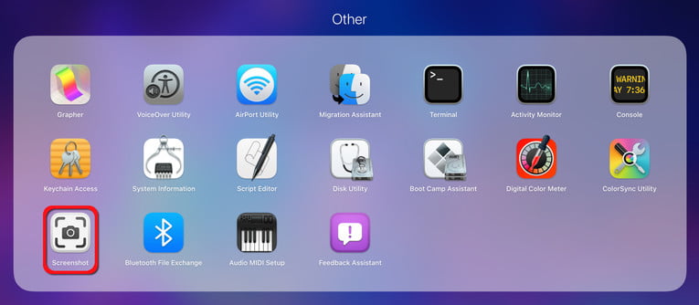 Escritorio de Mac mostrando la app Captura de pantalla