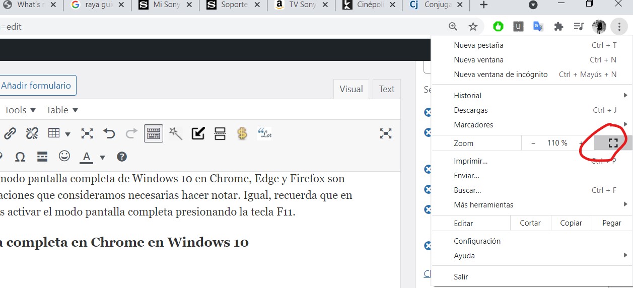 Cómo activar el modo pantalla completa de Chrome en Windows 10