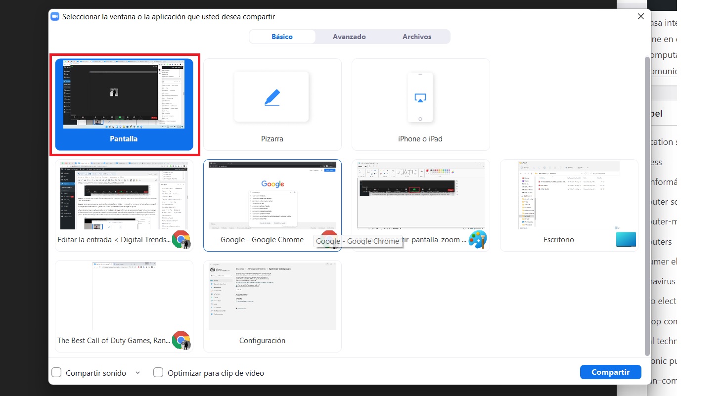 Cómo compartir pantalla en Zoom