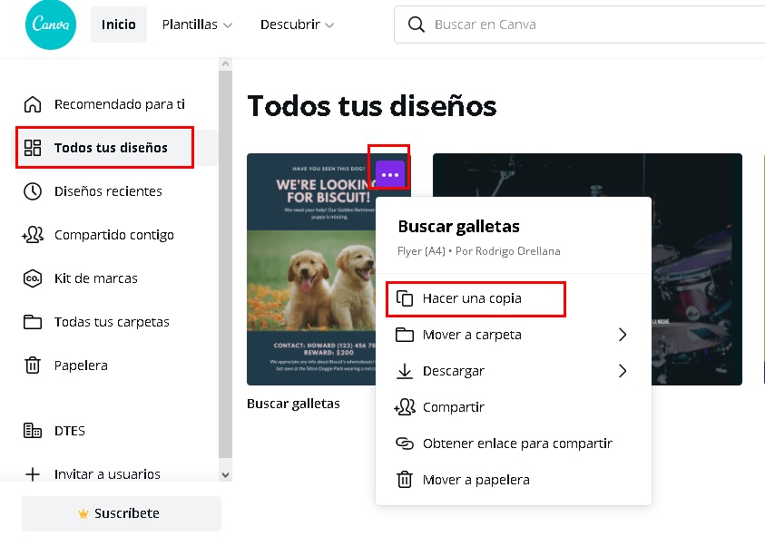 Hacer una copia en Canva