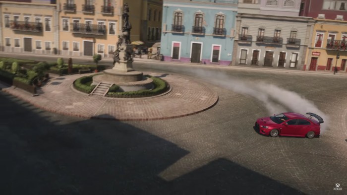Una imagen de la ciudad de Guanajuato en el videojuego Forza Horizon 5