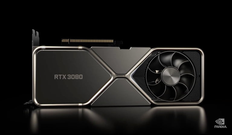 Nvidia GeForce RTX 3080 sobre superficie oscura