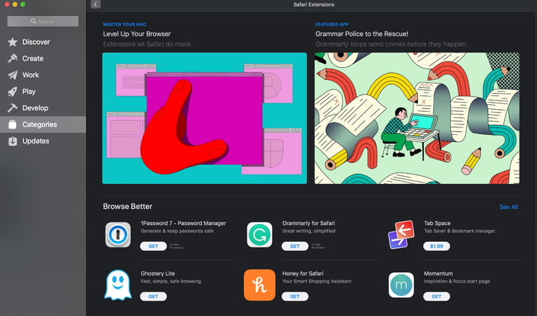 Las últimas extensiones disponibles, forma parte de actualizar Safari en Mac