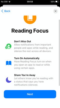 Imagen que muestra cómo crear un nuevo modo de Enfoque basado en lectura.
