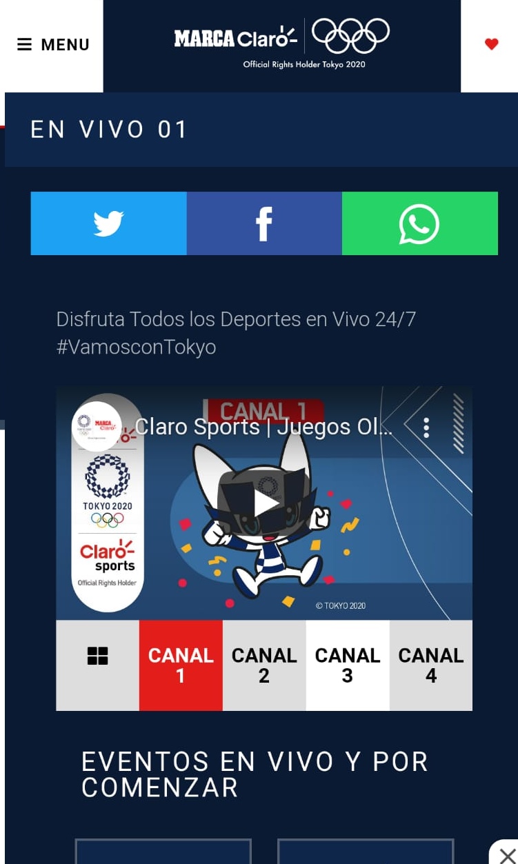 Marca Claro app Juegos Olímpicos de Tokyo 2020
