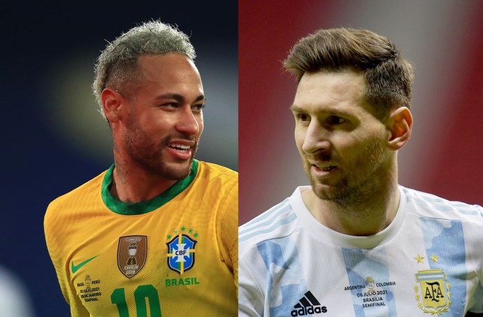 Neymar Jr. y Lionel Messi, excompañeros en el Barcelona FC, se verán las caras en la final de la Copa América 2021.