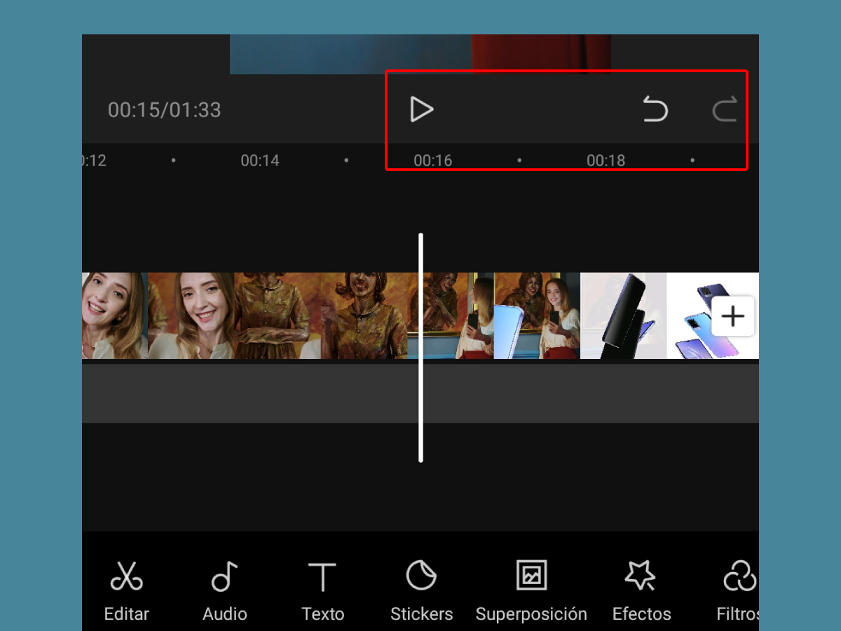 Pantalla de visualización de CapCut
