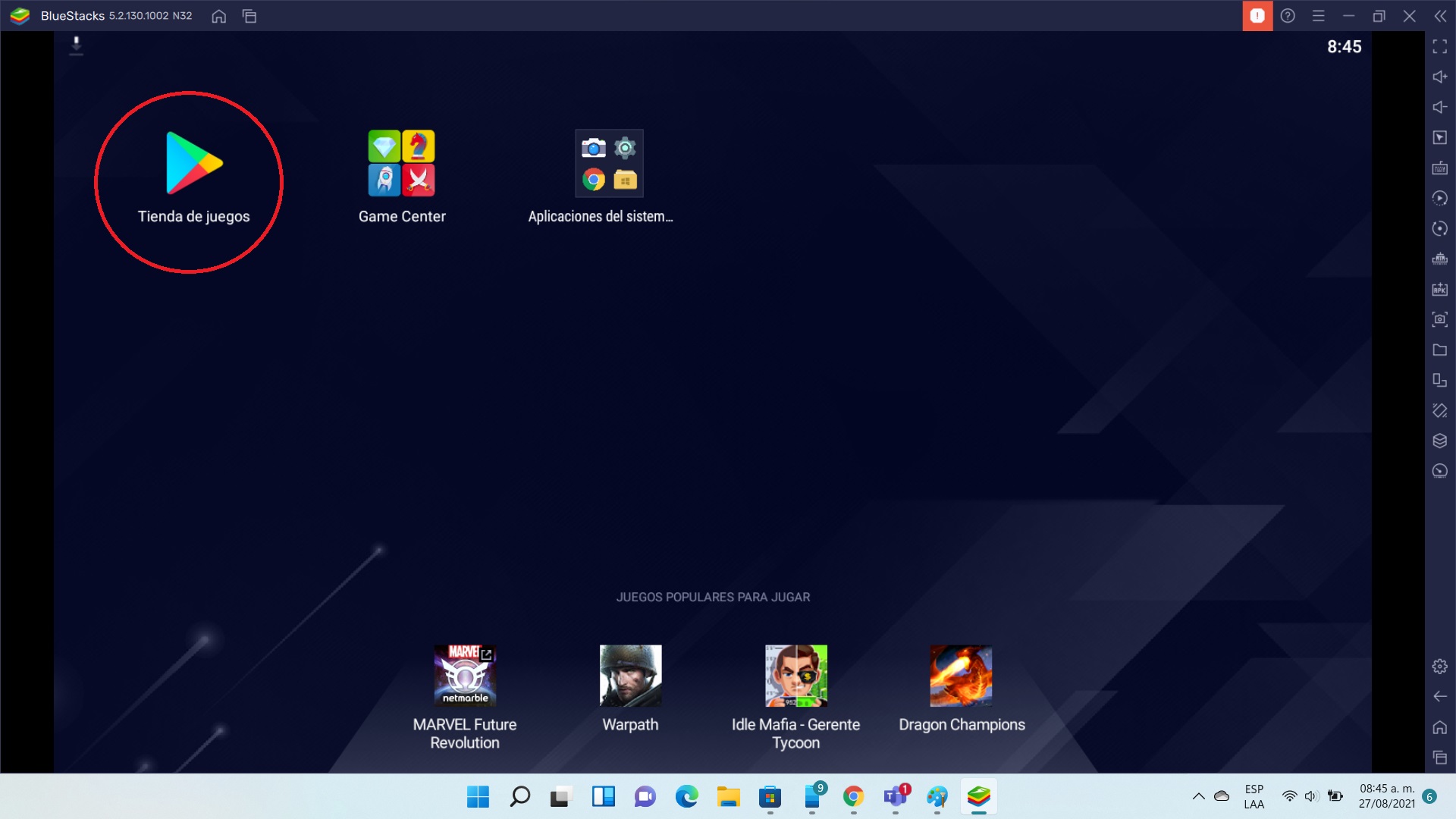 Una imagen del emulador de Android BlueStacks 5