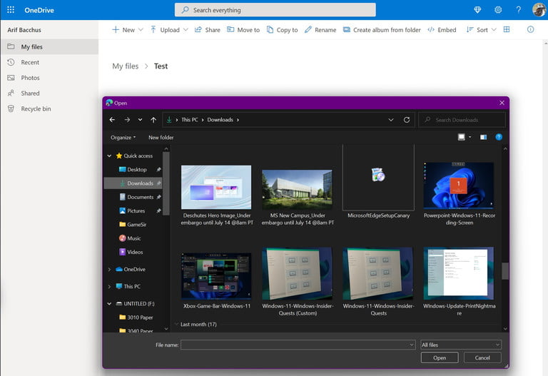 Subir un archivo a OneDrive en línea.