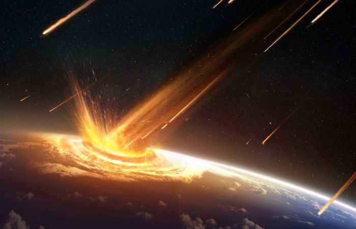 serpiente sobrevivio meteorito extincion dinosaurios asteroid impact illustration