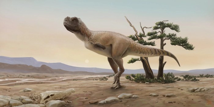 La imagen muestra una nueva especie de dinosaurio descubierta en Brasil.