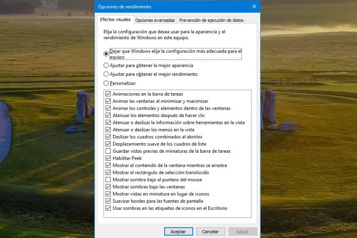 Ajustar la configuración visual en Windows 11.
