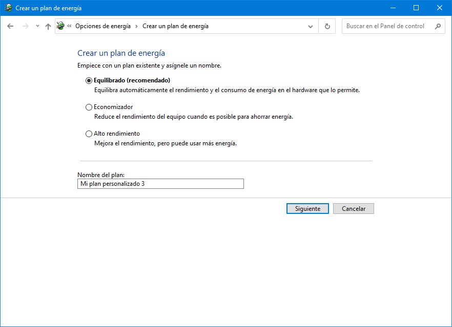 Opciones del plan de energía en Windows para mejorar rendimiento de juegos