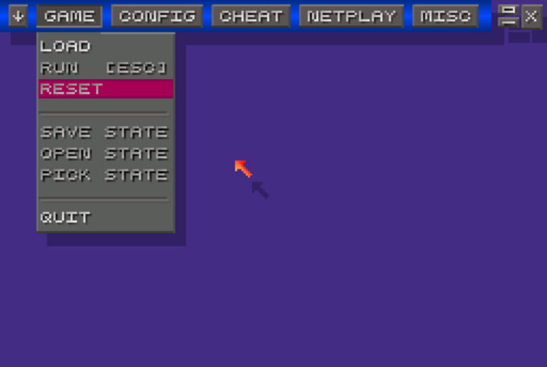 Menú principal de ZSNES sin juego en ejecución.