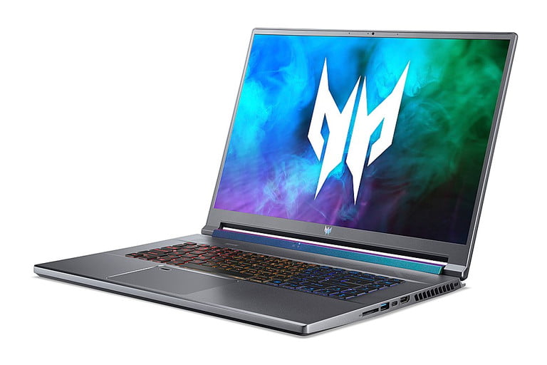 Vista frontal del Acer Predator Triton 500 SE que muestra la pantalla y el teclado.