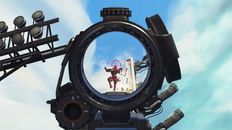 Vidente disparando a un robot aerotransportado.