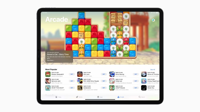Una imagen de Apple Arcade en un iPad