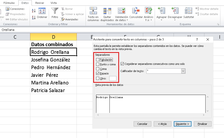 como combinar textos en excel y usarlos donde quieras dividir 5