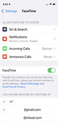Configuración de FaceTime en iPhone 3