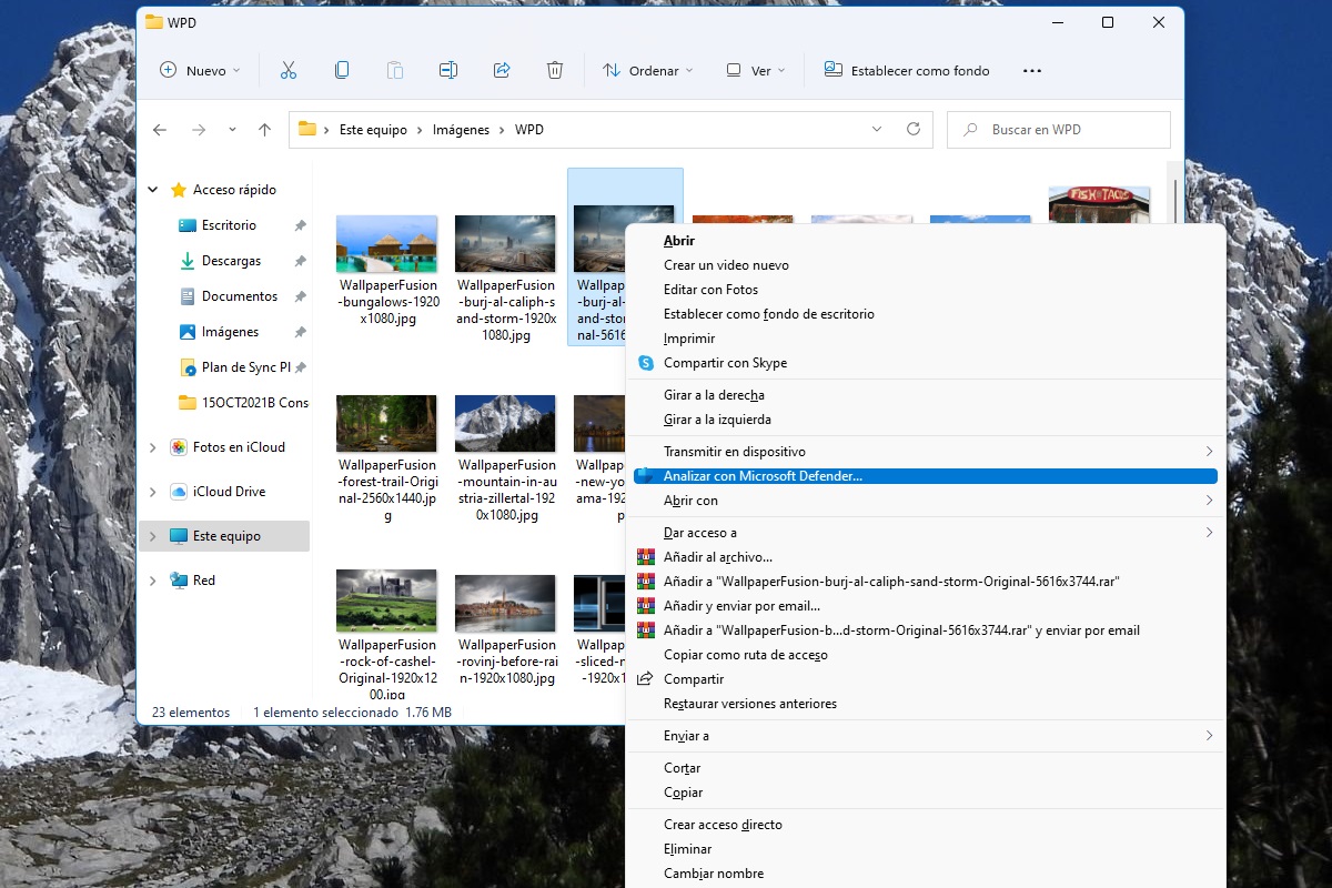 El menú heredado del botón derecho en Windows 11.