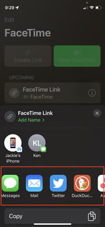 Pantalla de Face Time en un iPhone para hacer una llamada con Android o PC 2