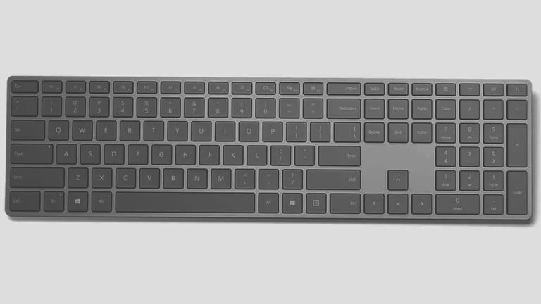 Vista superior del teclado Microsoft Surface.