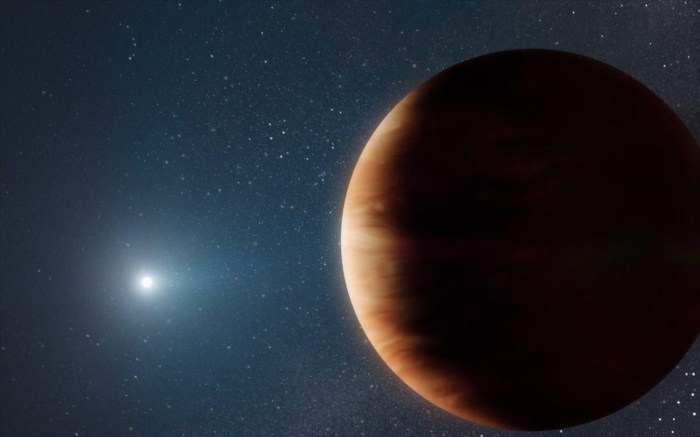 La imagen muestra un exoplaneta orbitando una estrella muerta