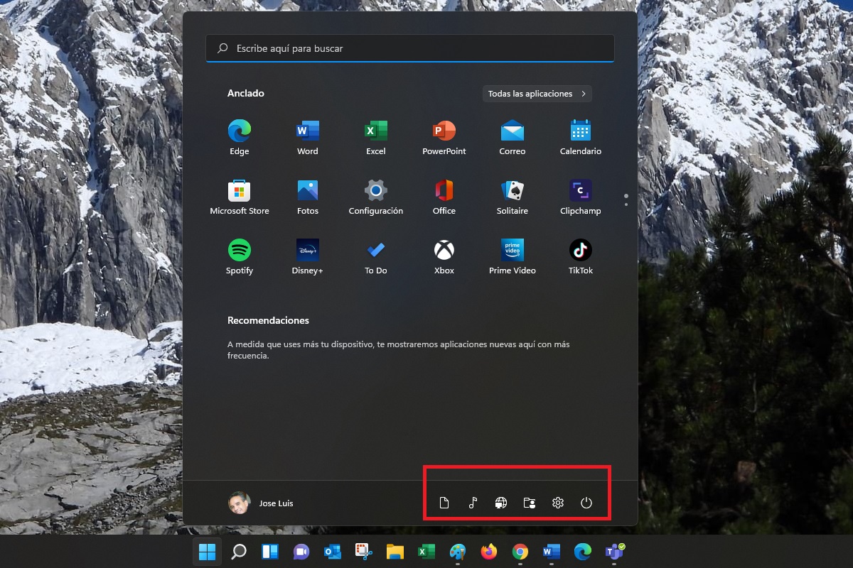Las carpetas del menú Inicio de Windows 11.