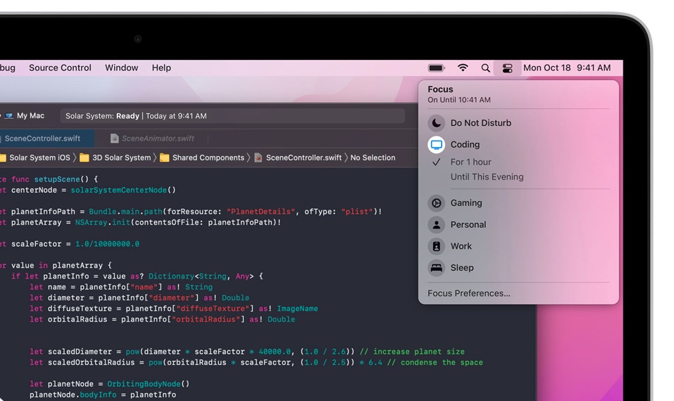 Enfoque en macOS Monterey