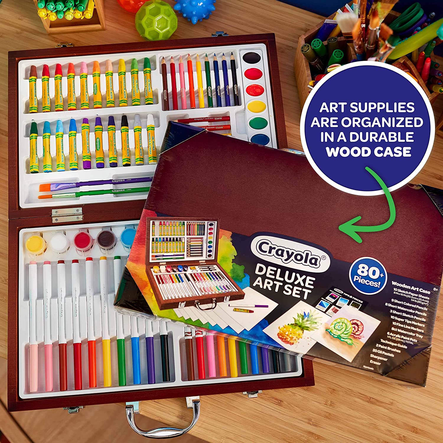 Estuche de madera Crayola con 88 piezas