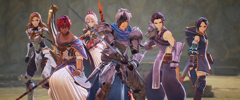 Los cuentos de Arise party listos para luchar.