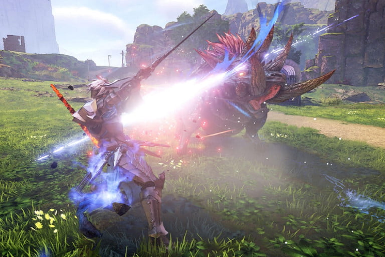 Alphen cortando a un monstruo en Tales of Arise.