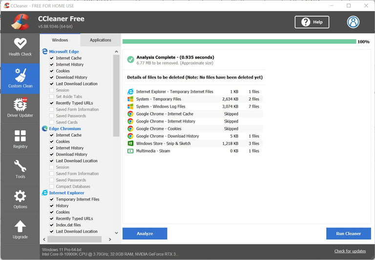 CCleaner en Windows 11.