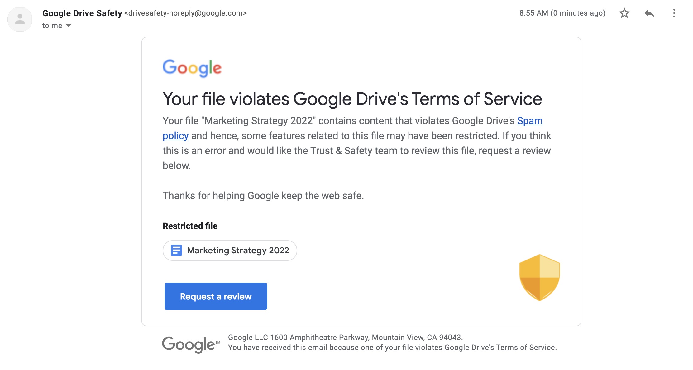 Google notificará a los usuarios de potenciales violaciones a los términos de uso de Google Drive