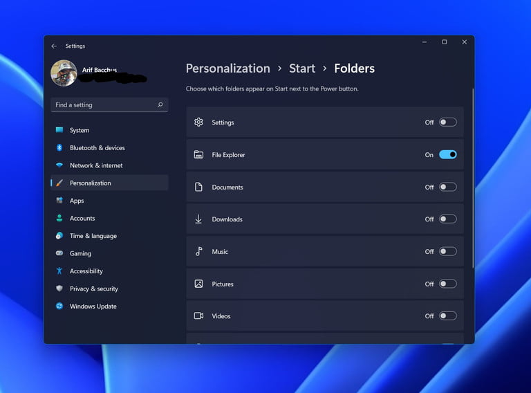 Menú de Personalización en Windows 11.