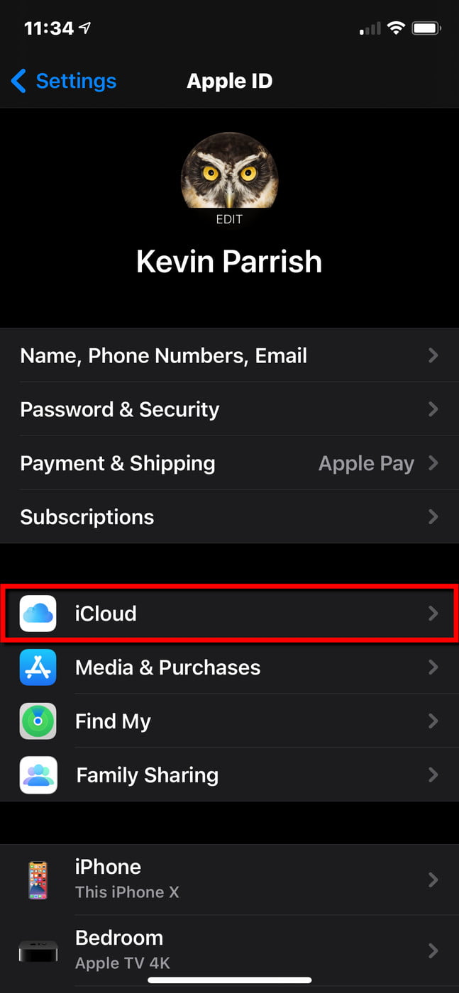 Pantalla principal de Configuración de un iPhone.