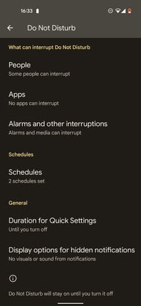 Android 12 consejos y trucos no molestar horarios