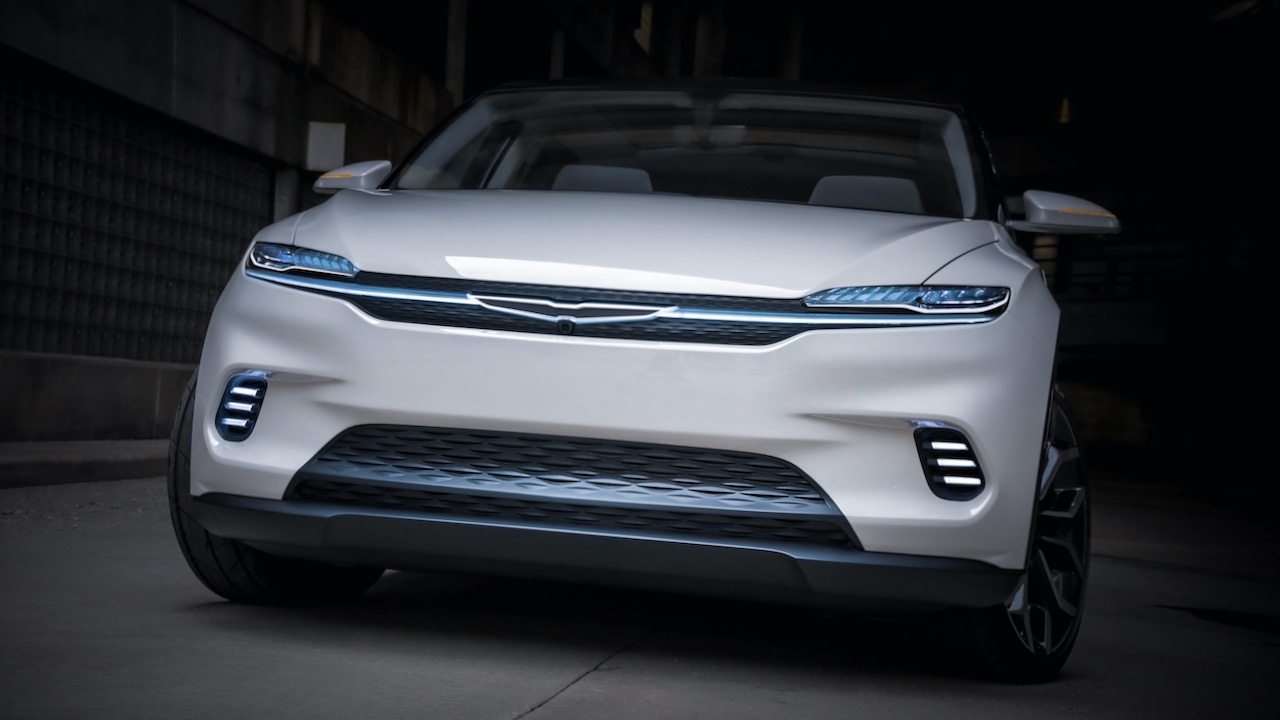 chrysler airflow concept ces2022 the announces its electric aesthetic with wing logo tied into a cross car grille light blade