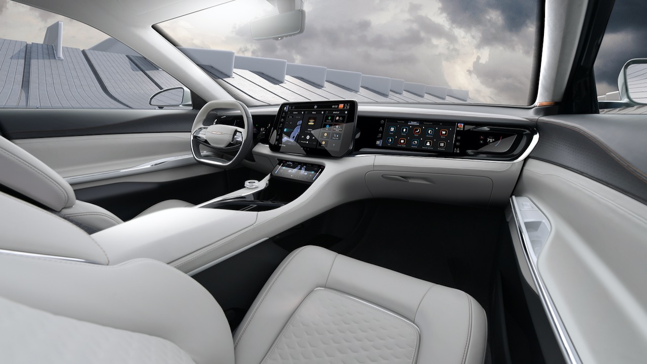 chrysler airflow concept ces2022 the modern and spacious interior of is also accented by a light calming color palette  evoki