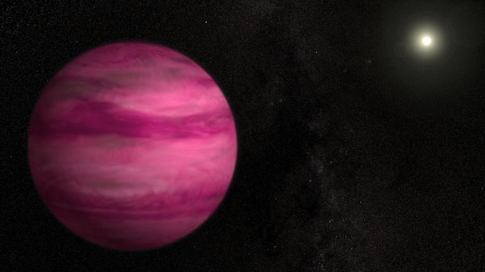 Representación de cómo se vería el exoplaneta GJ 504 b, de un profundo color violeta.