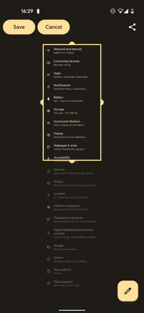 Extendiendo una captura de pantalla.