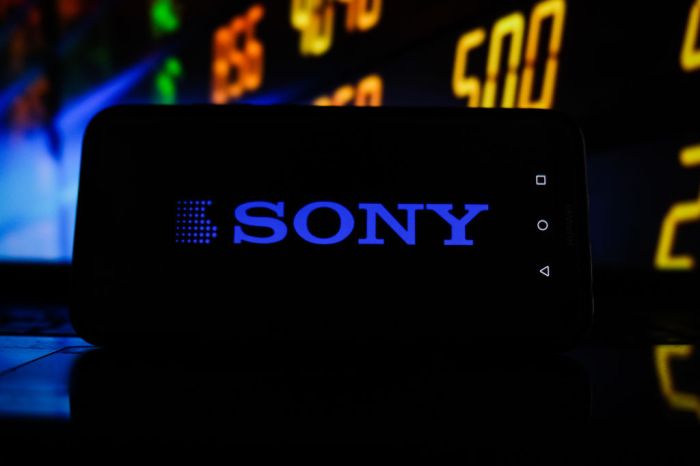La imagen muestra el logo de la compañía Sony en la pantalla de un dispositivo móvil.