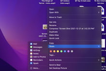 Captura de pantalla que muestra AirDrop en el submenú Compartir.