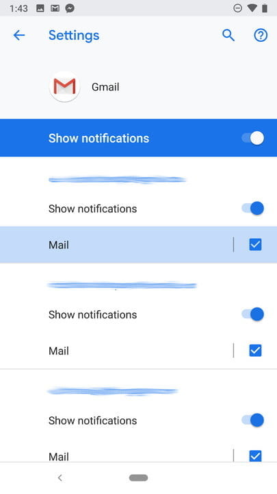 Opción de notificaciones de Android 2.