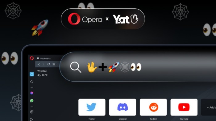 Una barra de direcciones de Opera con emojis.