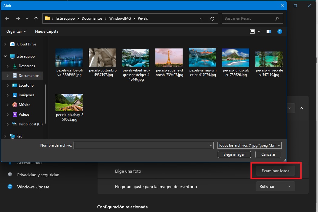 Selecciona tu fondo de pantalla descargado.