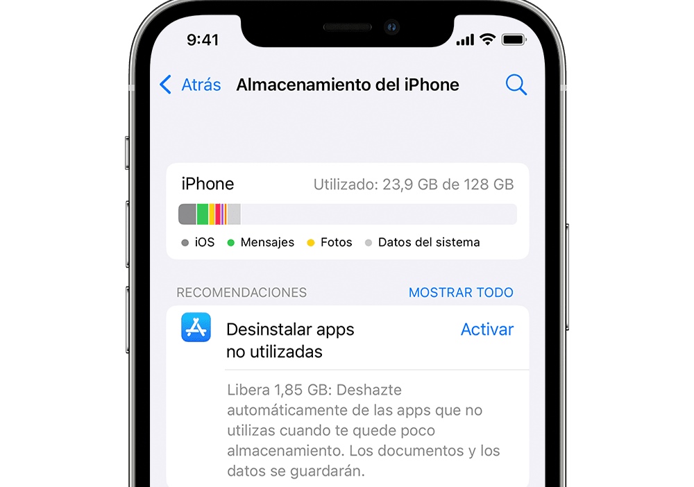 Almacenamiento en iPhone