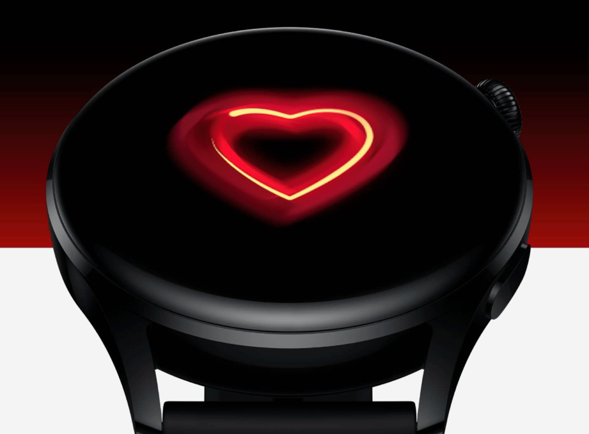 Huawei Watch 3 mostrando en su pantalla una animación de un corazón.