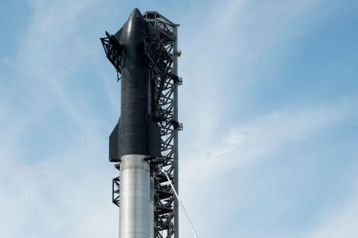 Una imagen del cohete prototipo Starship de SpaceX.